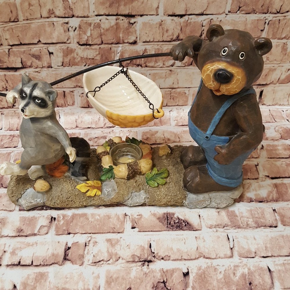 Yankee Candle Co. Burner Hanging Tart Rustic Bear Racoon Acorn Lodge - Picture 2 of 16